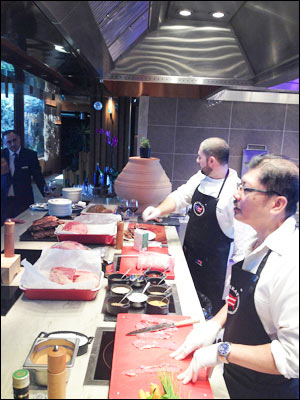 Chefs at the USMEF workshop demonstrate how to prepare alternative cuts of U.S. beef