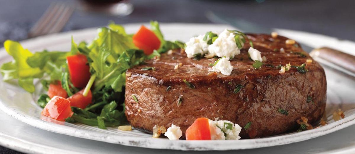 Herbed Tenderloin Steaks with Goat Cheese Topping