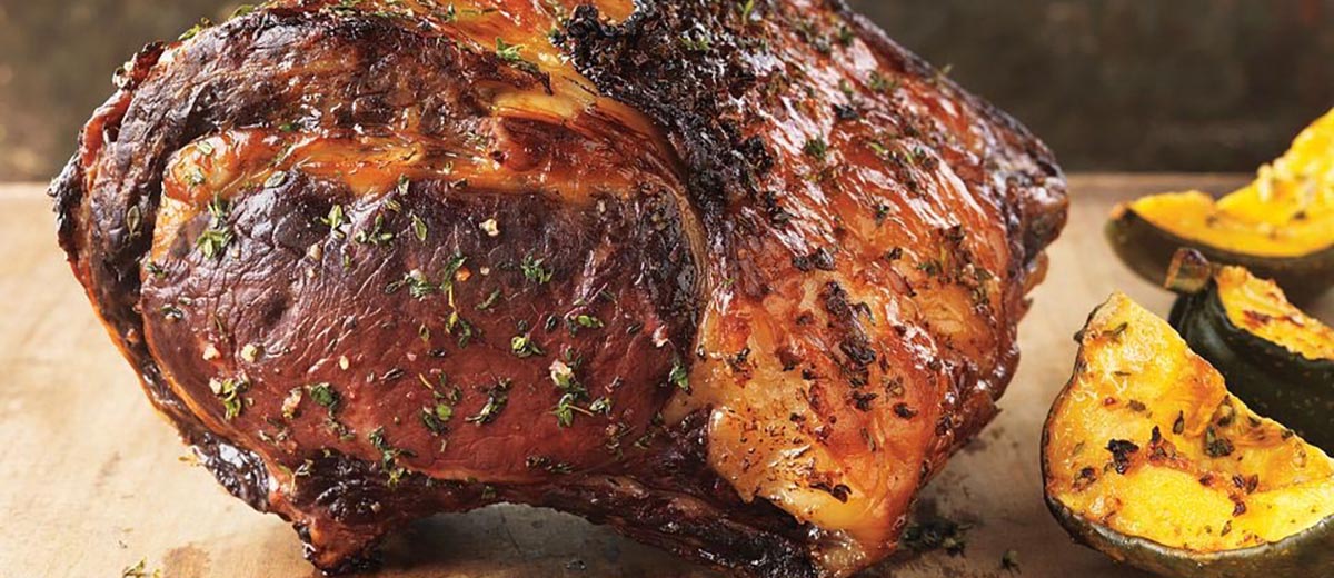 Maple-Glazed Rib Roast with Roasted Acorn Squash