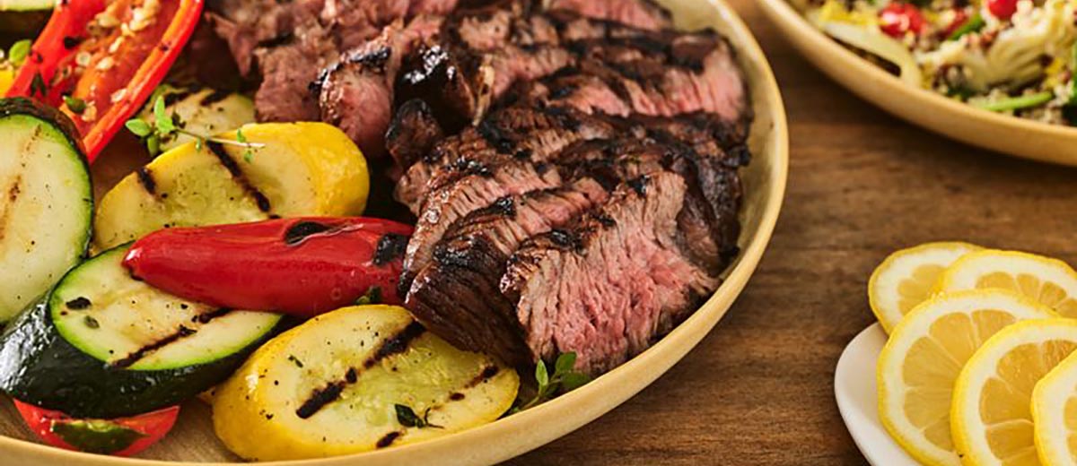 Mediterranean Grilled Chuck Steak With Garden Grilled Vegetables