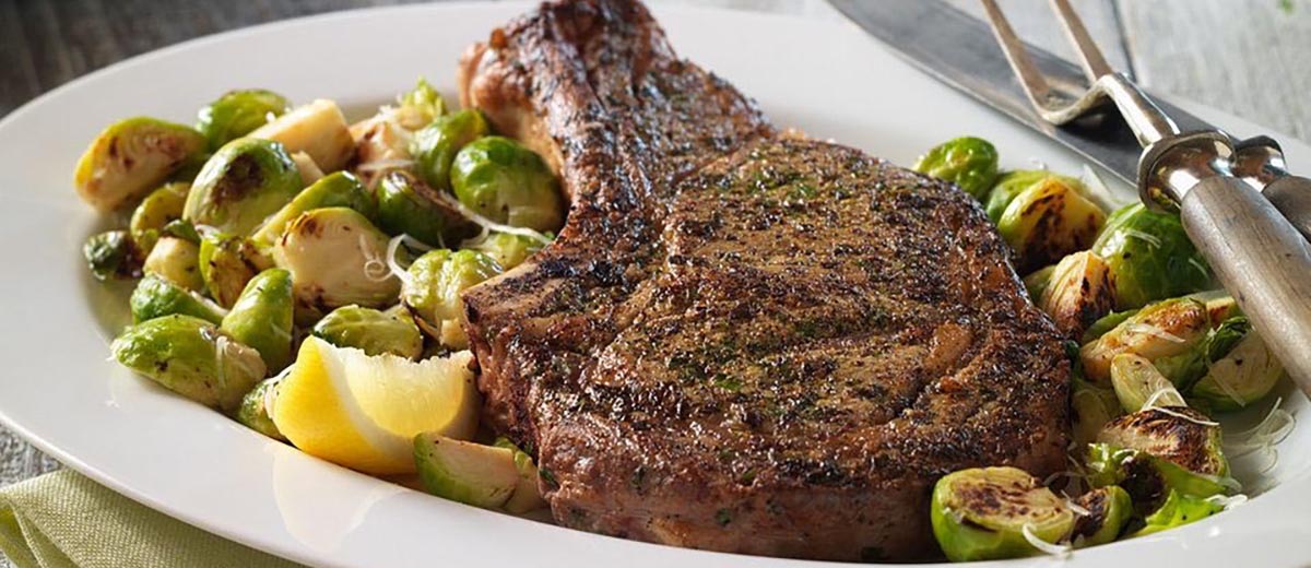 Ribeye Steak and Sautéed Brussels Sprout Skillet