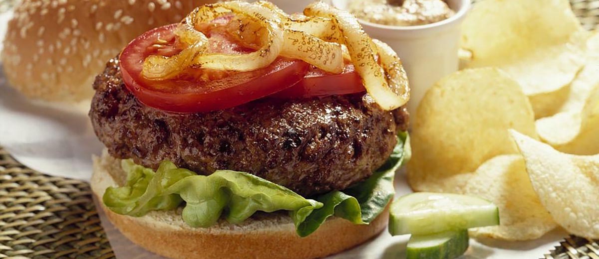 Burgers with Grilled Onions
