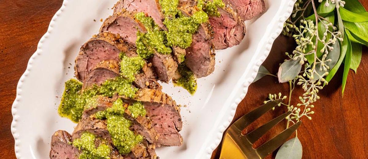 Garlic Roasted Tenderloin with Gremolata Sauce