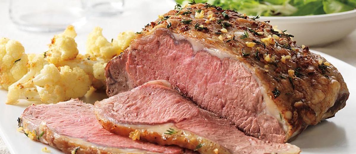 Herb-Topped Beef Roast with Roasted Cauliflower