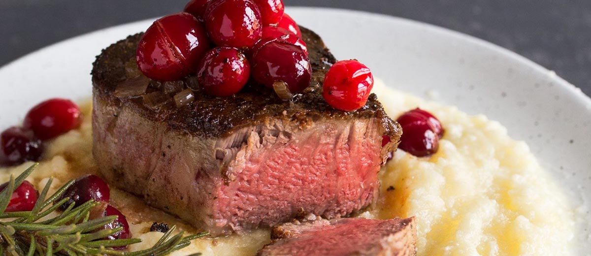 Filet Mignon with Brown Butter Cranberries