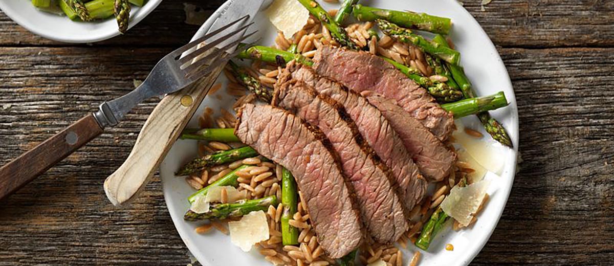 Grilled Top Round Steak With Parmesan Asparagus