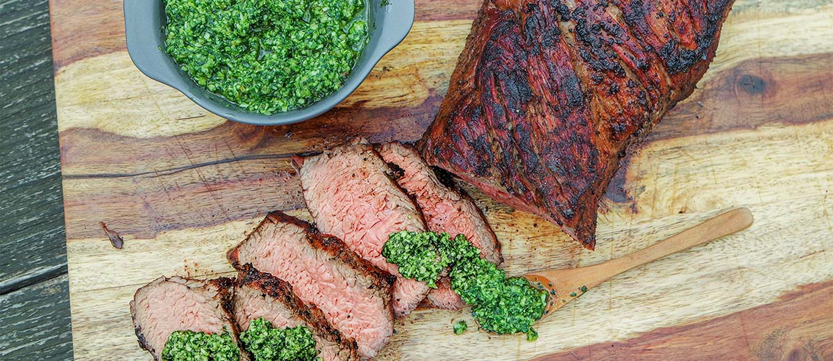 Grilled Beef Tri-Tip with Arugula Pesto