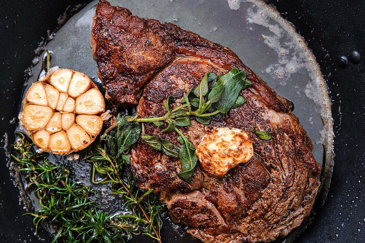 Seared American Beef Ribeye Steak
