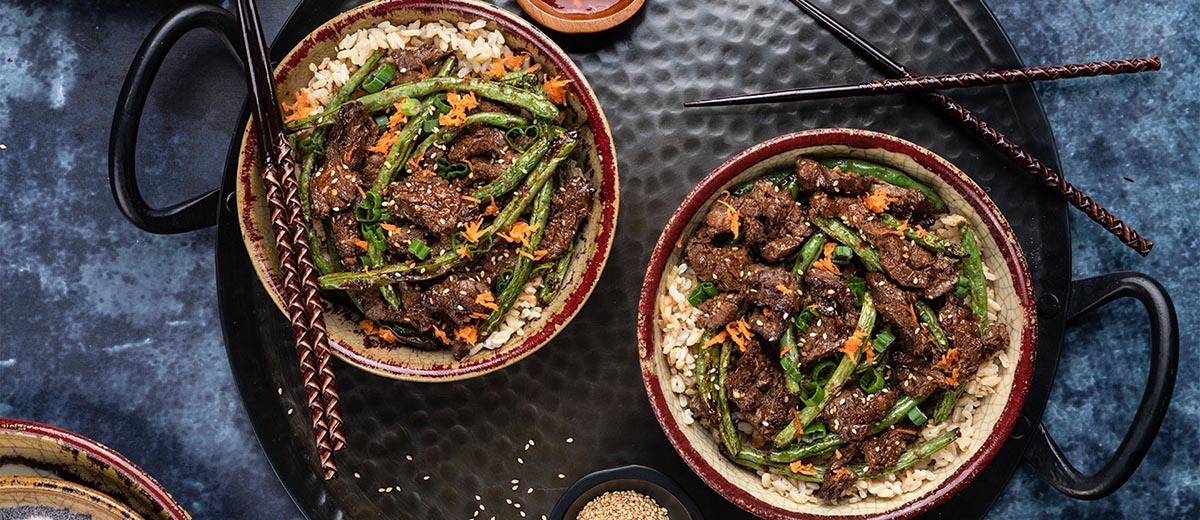 Air Fryer Ginger Sesame Beef with Green Beans